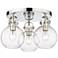 Newton Sphere 19.63"W 3 Light Polished Nickel Flush Mount With Clear S