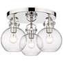 Newton Sphere 19.63"W 3 Light Polished Nickel Flush Mount With Seedy S