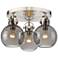 Newton Sphere 19.63"W 3 Light Satin Nickel Flush Mount w/ Smoke Shade
