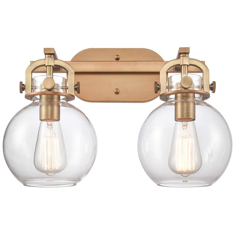 Image 1 Newton Sphere 2 Light 17" LED Bath Light - Brushed Brass - Clear Shade