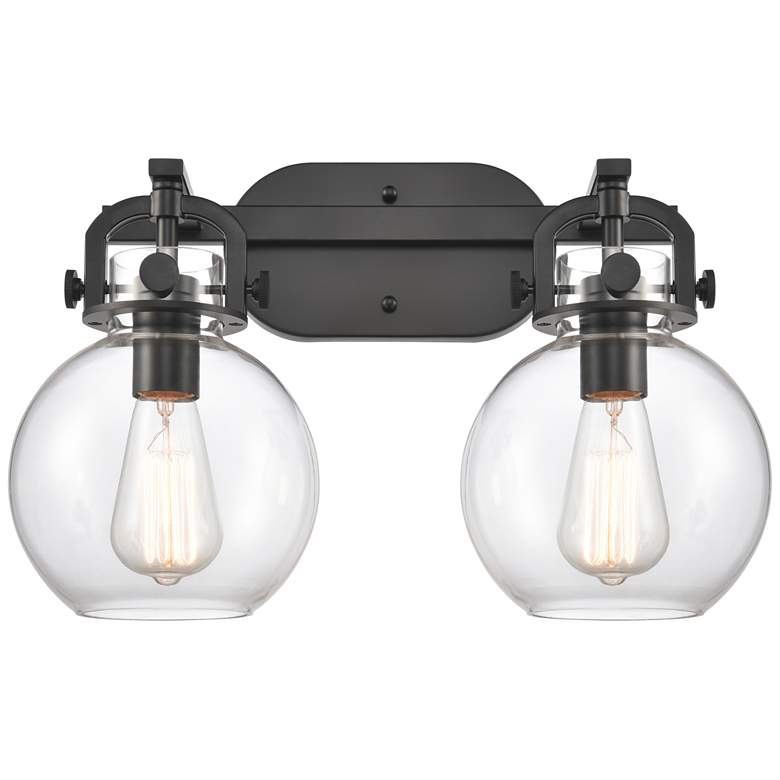 Image 1 Newton Sphere 2 Light 17" LED Bath Light - Matte Black - Clear Shade