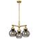 Newton Sphere 20.4"W 3 Light Stem Hung Brushed Brass Pendant w/ Smoke