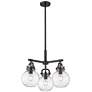 Newton Sphere 20.4"W 3 Light Stem Hung Matte Black Pendant w/ Clear Sh