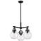 Newton Sphere 20.4"W 3 Light Stem Hung Matte Black Pendant w/ Clear Sh