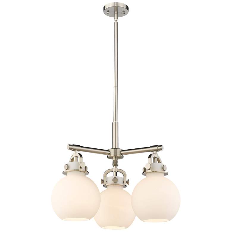Image 1 Newton Sphere 20.4"W 3 Light Stem Hung Satin Nickel Pendant w/ White S