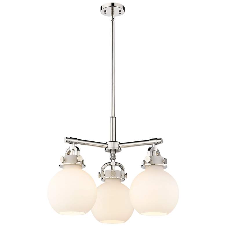Image 1 Newton Sphere 20.4"W 3 Light Stemmed Polished Nickel Pendant w/ White