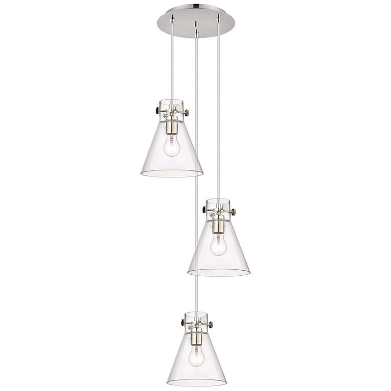 Image 1 Newton Sphere 22.13"W 9 Light Brushed Nickel Multi Pendant w/ Smoke Sh