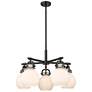 Newton Sphere 26"W 5 Light Black Stemmed Chandelier w/ White Shade