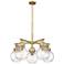 Newton Sphere 26"W 5 Light Brushed Brass Stemmed Chandelier w/ Clear S