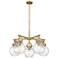 Newton Sphere 26"W 5 Light Brushed Brass Stemmed Chandelier w/ Seedy S