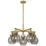 Newton Sphere 26"W 5 Light Brushed Brass Stemmed Chandelier w/ Smoke S