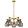 Newton Sphere 26"W 5 Light Brushed Brass Stemmed Chandelier w/ Smoke S