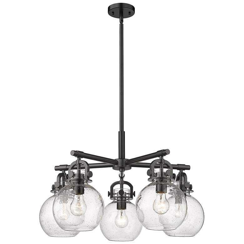 Image 1 Newton Sphere 26"W 5 Light Matte Black Stem Hung Chandelier w/ Seedy S