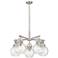 Newton Sphere 26"W 5 Light Satin Nickel Stem Hung Chandelier w/ Seedy
