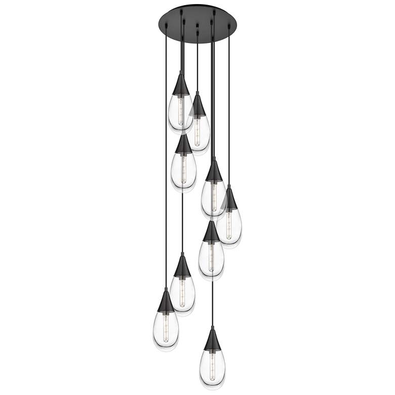 Image 1 Newton Sphere 27.25"W 12 Light Brushed Brass Multi Pendant w/ Smoke Sh