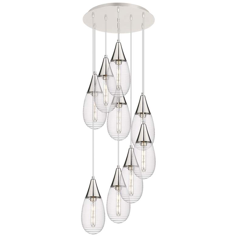 Image 1 Newton Sphere 27.25"W 12 Light Brushed Nickel Multi Pendant w/ Clear S