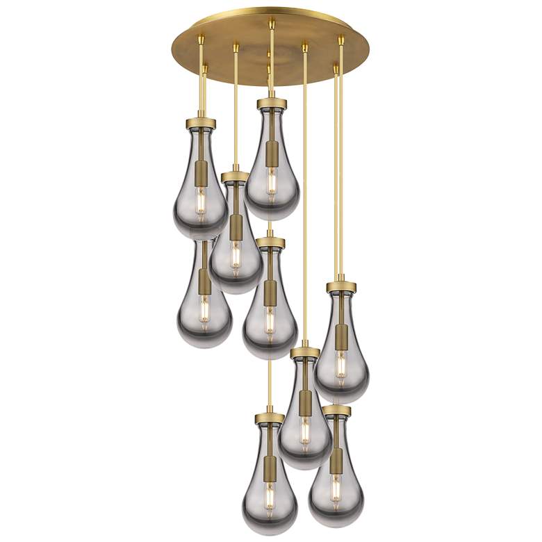 Image 1 Newton Sphere 27.25"W 12 Light Brushed Nickel Multi Pendant w/ Seedy S