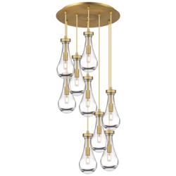 Newton Sphere 27.25"W 12 Light Brushed Nickel Multi Pendant w/ Smoke S