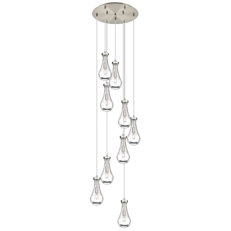 Image 1 Newton Sphere 27.25"W 12 Light Brushed Nickel Multi Pendant w/ White S