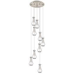 Newton Sphere 27.25"W 12 Light Brushed Nickel Multi Pendant w/ White S
