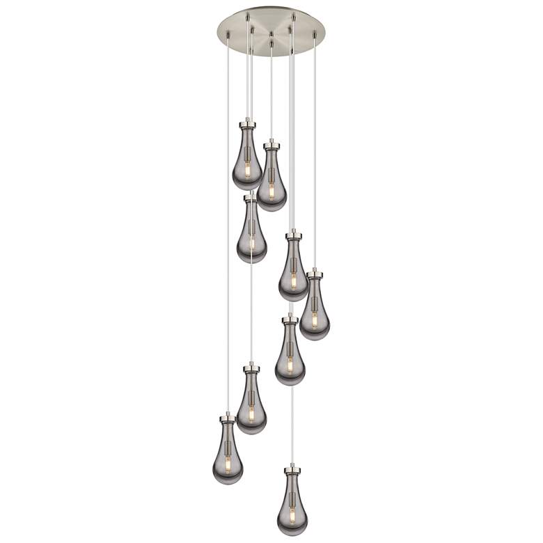 Image 1 Newton Sphere 27.25"W 12 Light Matte Black Multi Pendant w/ Smoke Shad