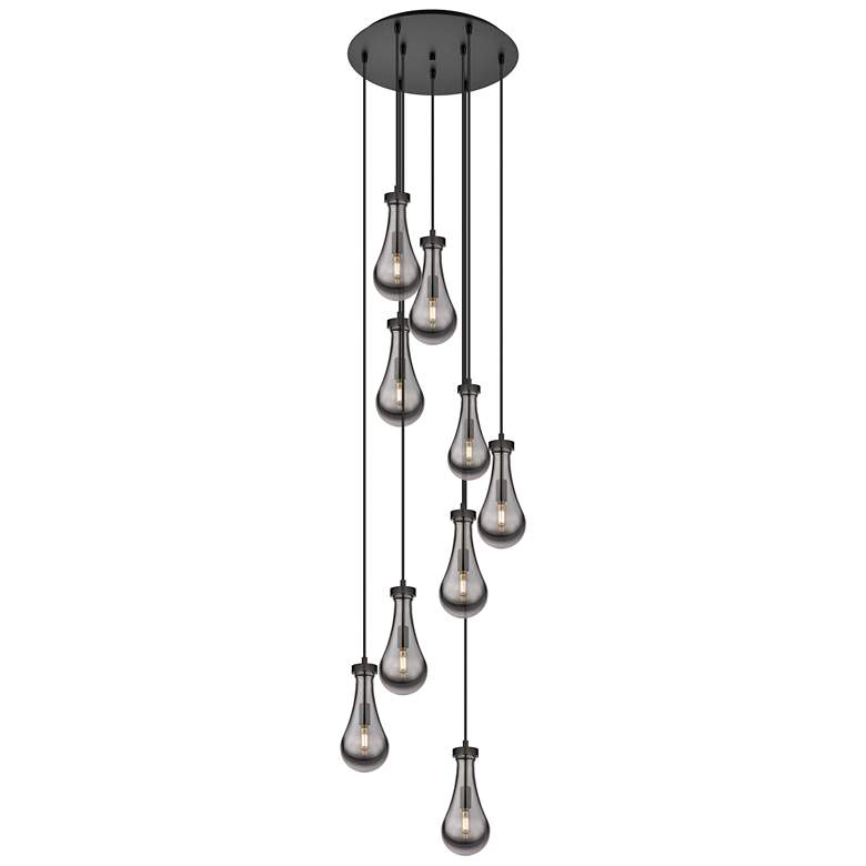 Image 1 Newton Sphere 27.25"W 12 Light Polished Nickel Multi Pendant w/ Smoke