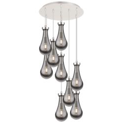 Newton Sphere 27.25"W 12 Light Polished Nickel Multi Pendant w/ White