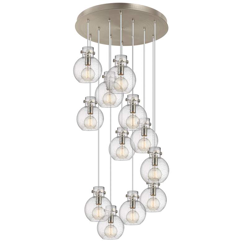 Image 1 Newton Sphere 39.75" Wide 3 Light Matte Black Linear Pendant w/ White