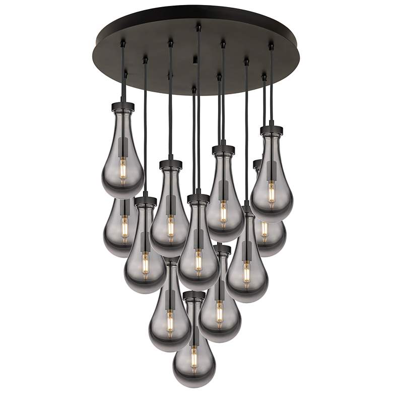 Image 1 Newton Sphere 39.75" Wide 5 Light Matte Black Linear Pendant w/ Seedy