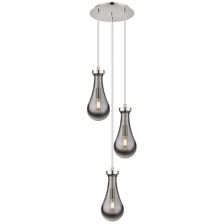 Image 1 Newton Sphere 39.75"W 3 Light Brushed Brass Linear Pendant w/ Clear Sh