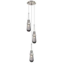 Newton Sphere 39.75&quot;W 3 Light Brushed Nickel Linear Pendant w/ Clear S