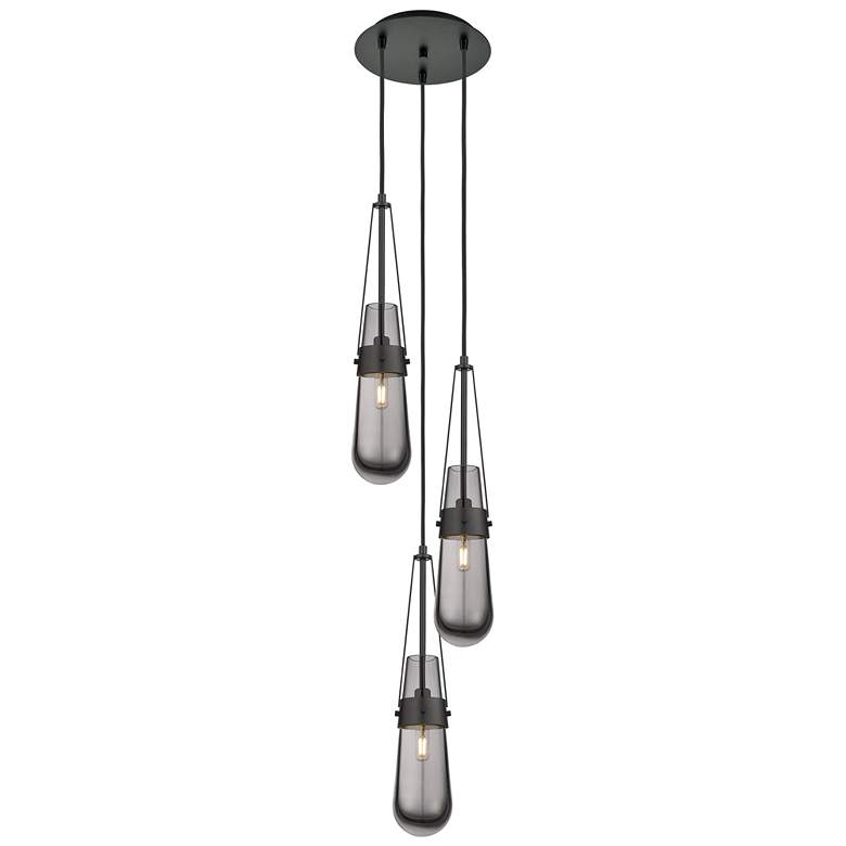 Image 1 Newton Sphere 39.75"W 3 Light Brushed Nickel Linear Pendant w/ Seedy S