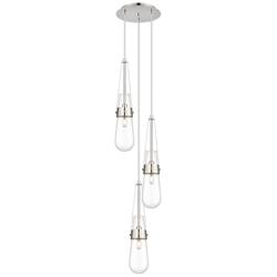 Newton Sphere 39.75&quot;W 3 Light Brushed Nickel Linear Pendant w/ White S