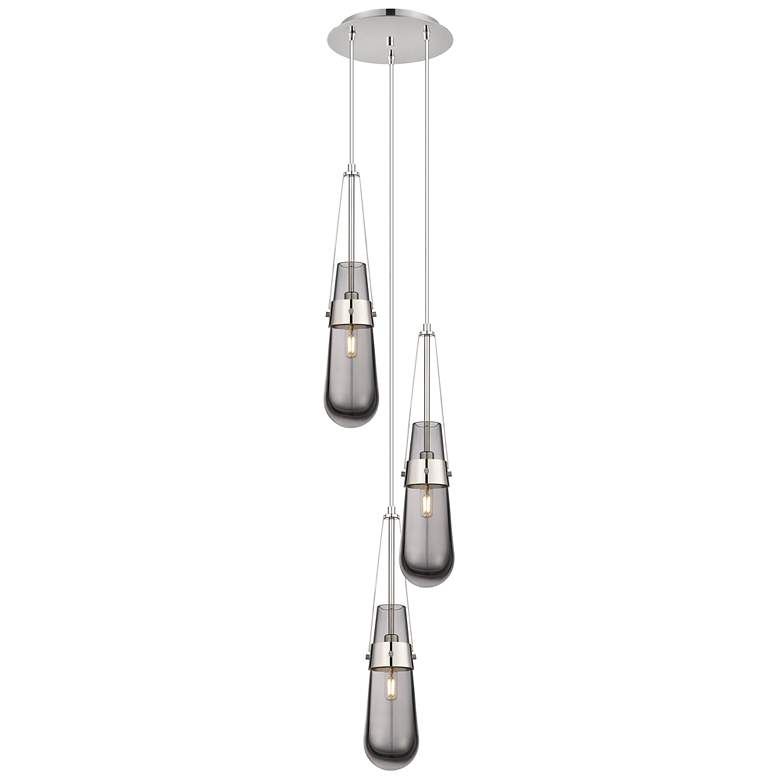 Image 1 Newton Sphere 39.75"W 3 Light Matte Black Linear Pendant w/ Smoke Shad