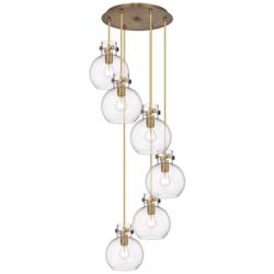 Newton Sphere 39.75"W 3 Light Polished Nickel Linear Pendant w/ Clear