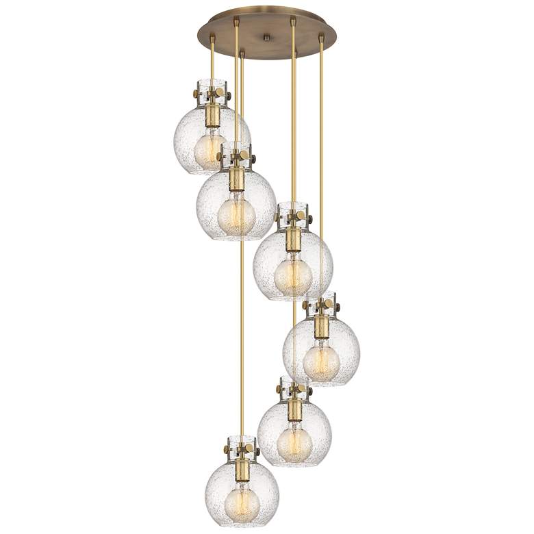 Image 1 Newton Sphere 39.75"W 3 Light Polished Nickel Linear Pendant w/ Seedy