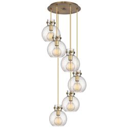 Newton Sphere 39.75"W 3 Light Polished Nickel Linear Pendant w/ Seedy