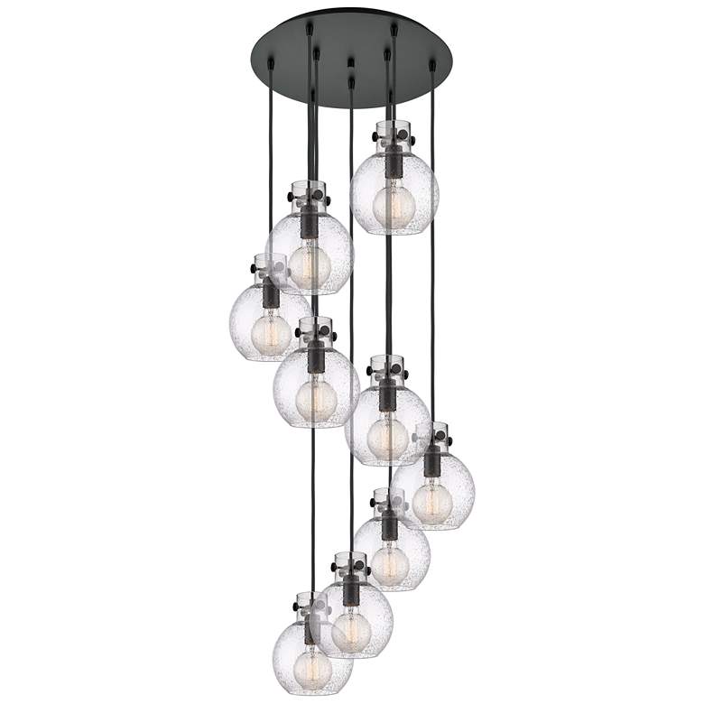 Image 1 Newton Sphere 39.75"W 5 Light Brushed Brass Linear Pendant w/ White Sh