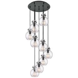 Newton Sphere 39.75"W 5 Light Brushed Brass Linear Pendant w/ White Sh