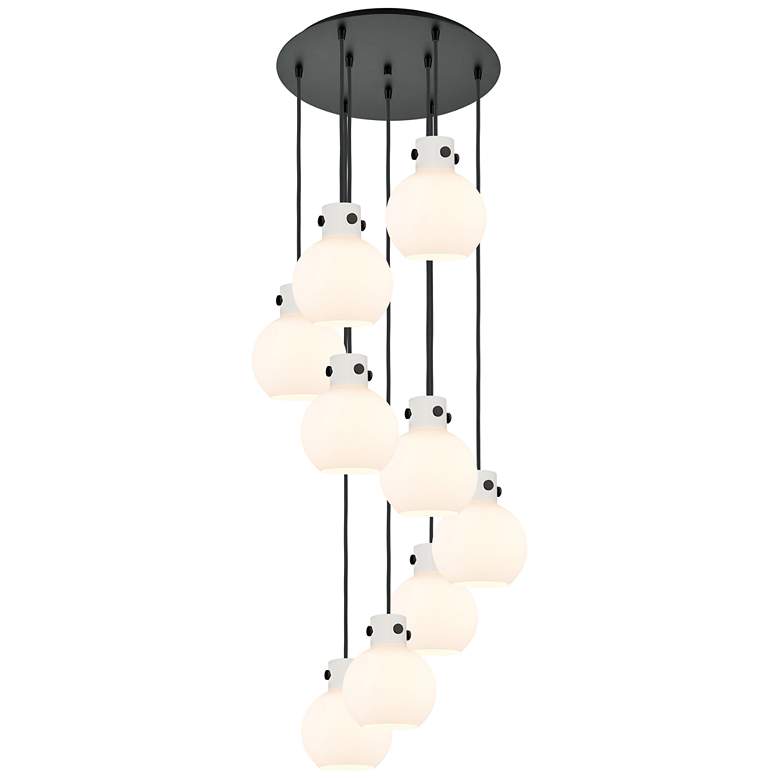 Image 1 Newton Sphere 39.75"W 5 Light Brushed Nickel Linear Pendant w/ Clear S