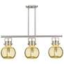 Newton Sphere 41.5"W 3 Light Satin Stem Island Light w/ Mercury Shade
