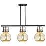 Newton Sphere 42"W 3 Light Black Stem Island Light w/ Mercury Shade