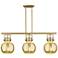 Newton Sphere 42"W 3 Light Brass Stem Island Light w/ Mercury Shade