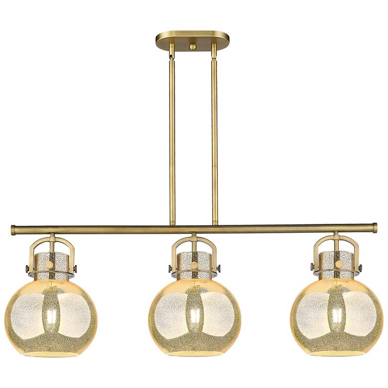 Image 1 Newton Sphere 42"W 3-Lt Brass Stem Arch Island-Lt w/ Mercury Shade