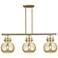 Newton Sphere 42"W 3-Lt Brass Stem Arch Island-Lt w/ Mercury Shade