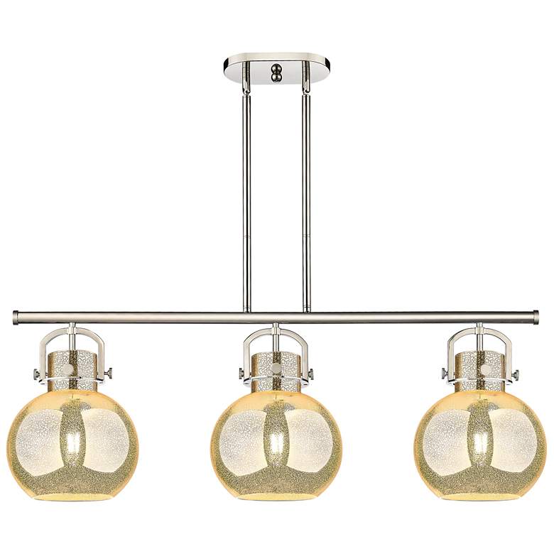 Image 1 Newton Sphere 42"W 3-Lt Nickel Stem Arch Island-Lt w/ Mercury Shade