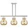 Newton Sphere 42"W 3-Lt Nickel Stem Arch Island-Lt w/ Mercury Shade