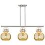 Newton Sphere 42"W 3-Lt Satin Nickel Stem Arch Island-Lt w/ Mercury Shade