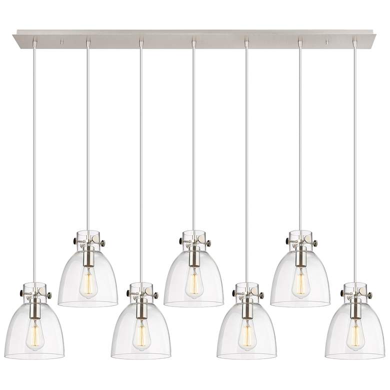 Image 1 Newton Sphere 51.75" Wide 7 Light Matte Black Linear Pendant w/ Clear