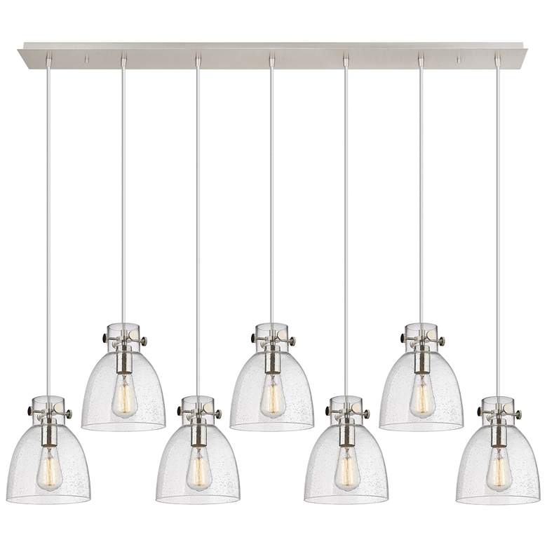 Image 1 Newton Sphere 51.75" Wide 7 Light Matte Black Linear Pendant w/ White